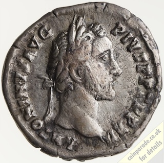 148AD 149AD Denarius Antoninus Pius Aequitas Obverse 148AD 149AD Denarius Antoninus Pius Aequitas Obverse
