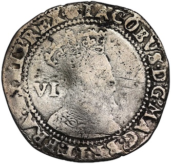 1605 Sixpence James I Second Coinage Obverse RM