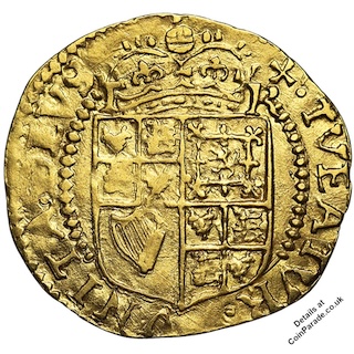 1618 Gold Halfcrown James I Reverse RM 1618 Gold Halfcrown James I Reverse RM