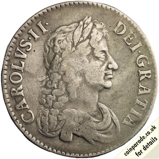 1671 Crown Charles II Obverse 1671 Crown Charles II Obverse