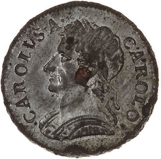 1684 Farthing Tin Charles II Obverse MV