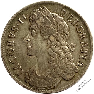 1686 Crown First Bust James II Obverse 1686 Crown First Bust James II Obverse
