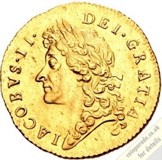 1688 Guinea James II Obverse