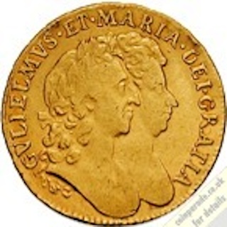 1691 Guinea William and Mary Obverse 1691 Guinea William and Mary Obverse