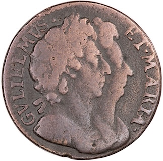 1694 Farthing William and Mary Obverse 1694 Farthing William and Mary Obverse