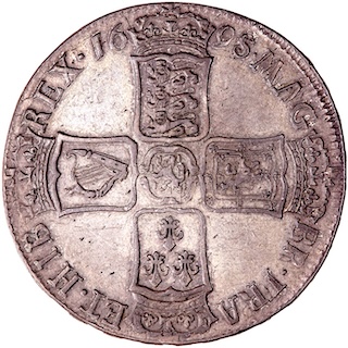 1698 over 7 Half-Crown Reverse MV 1698 over 7 Half-Crown Reverse MV