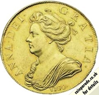 1703 Five Guineas Anne VIGO Obverse 1703 Five Guineas Anne VIGO Obverse