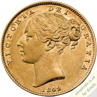 1849 Gold Sovereign Obverse 1849 Gold Sovereign Obverse