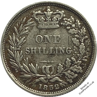 1852 Shilling Victoria Reverse 1852 Shilling Victoria Reverse