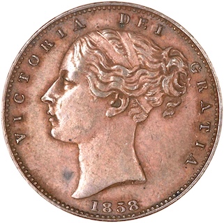1858 Farthing Victoria Obverse 1858 Farthing Victoria Obverse