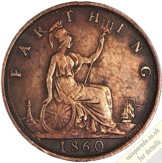 1860 Farthing Victoria Reverse