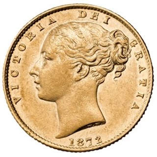 1872 Sovereign Young Head Shield Obverse 1872 Sovereign Young Head Shield Obverse