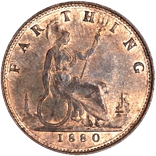 1880 Farthing Victoria Reverse 1880 Farthing Victoria Reverse