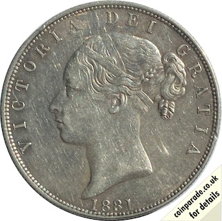 1881 Halfcrown Victoria Obverse 1881 Halfcrown Victoria Obverse