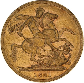 1881 Sovereign Sydney St George Reverse