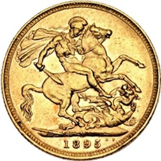 1895 Sovereign Melbourne Reverse