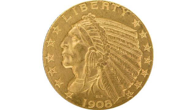 1908 5 Dollar Indian Head Obverse