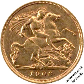 1908 Gold Half-Sovereign Melbourne Reverse 1908 Gold Half-Sovereign Melbourne Reverse