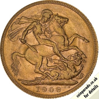 1908 Gold Sovereign Perth Reverse MV 1908 Gold Sovereign Perth Reverse MV