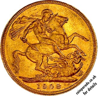 1908 Gold Sovereign Sydney Reverse 1908 Gold Sovereign Sydney Reverse