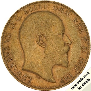 1909 Gold Sovereign Perth Obverse MV