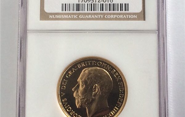 1911 King George V Gold Proof Five Pounds Slabbed