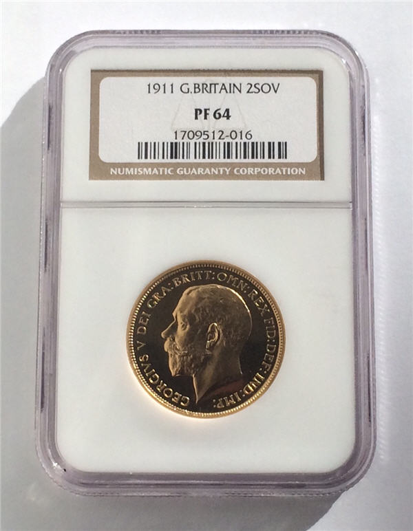 1911 King George V Gold Proof Five Pounds Slabbed