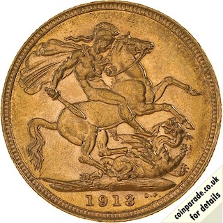 1913 Gold Proof Sovereign Sydney Reverse MV
