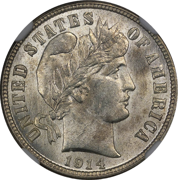 1914 Barber Dime Obverse MS64