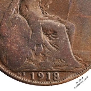 1918 KN Penny George V Exergue 1918 KN Penny George V Exergue
