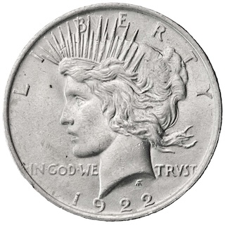 1922 Peace Dollar USA Obverse 1922 Peace Dollar USA Obverse