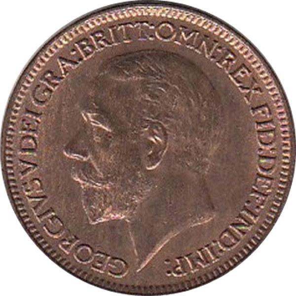 1928 Farthing George V Obverse