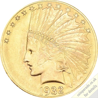 1932 Indian Head Eagle Gold 10 Dollar Obverse RM 1932 Indian Head Eagle Gold 10 Dollar Obverse RM