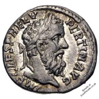 193AD Denarius Pertinax Laetitia Obverse CNG