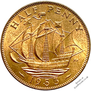 1953 Halfpenny Elizabeth II Reverse 1953 Halfpenny Elizabeth II Reverse