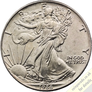 1986 USA Silver Dollar Obverse 1986 USA Silver Dollar Obverse