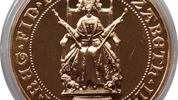 1989 BU Gold Five Pounds Piece Obverse Trial of the Pyx