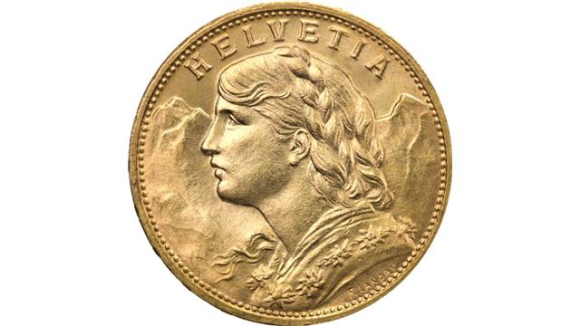 20 francs Vreneli Gold Coin Obverse