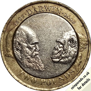 2009 Two Pounds Darwin Reverse