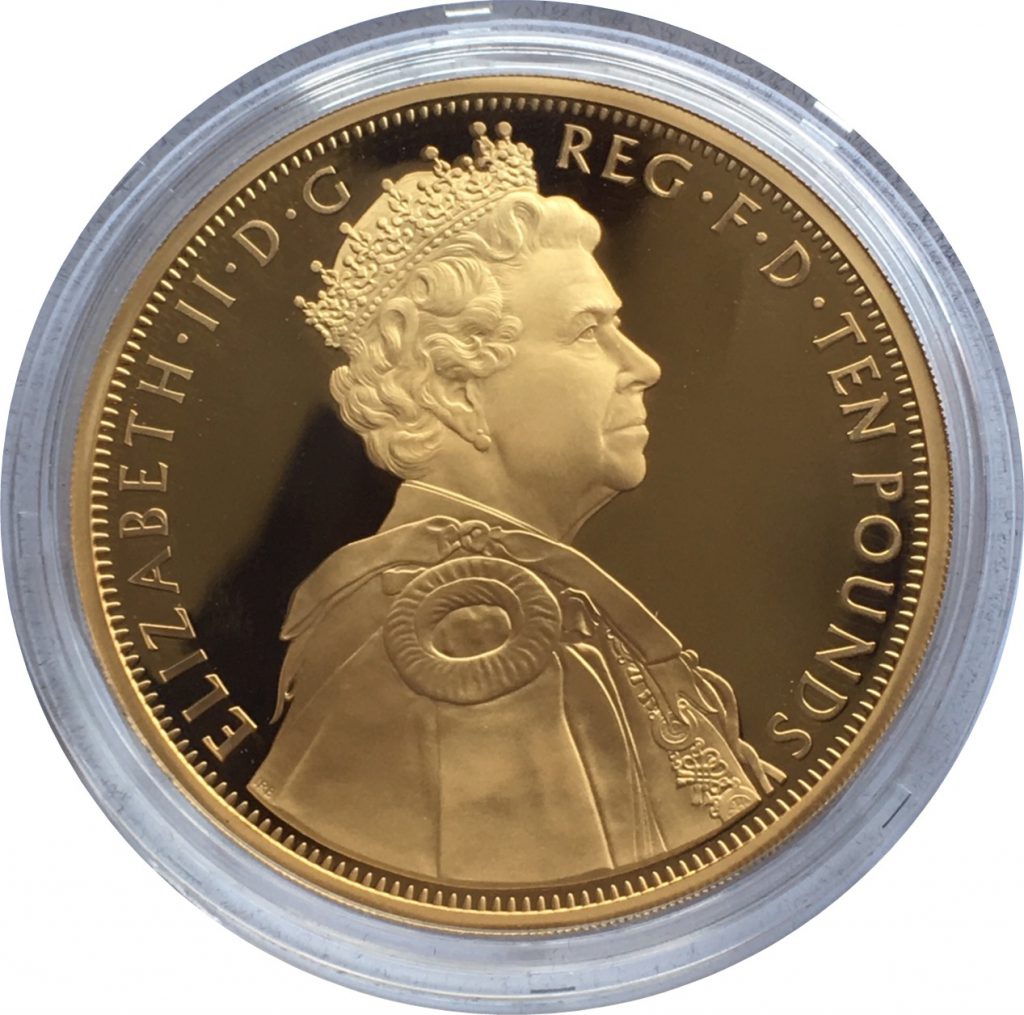 2012 Gold Ten Pounds Diamond Jubilee 5oz Obverse