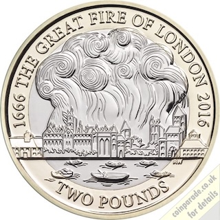 2016 Two Pound Coin Great Fire of London Reverse Royal Mint 2016 Two Pound Coin Great Fire of London Reverse Royal Mint