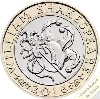 2016 Two Pound Coin Shakespeare Comedies Reverse 2016 Two Pound Coin Shakespeare Comedies Reverse