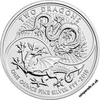 2018 Silver 1oz Two Dragons Reverse 2018 Silver 1oz Two Dragons Reverse