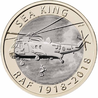 2018 Two Pound Coin RAF Centenary Sea King Reverse