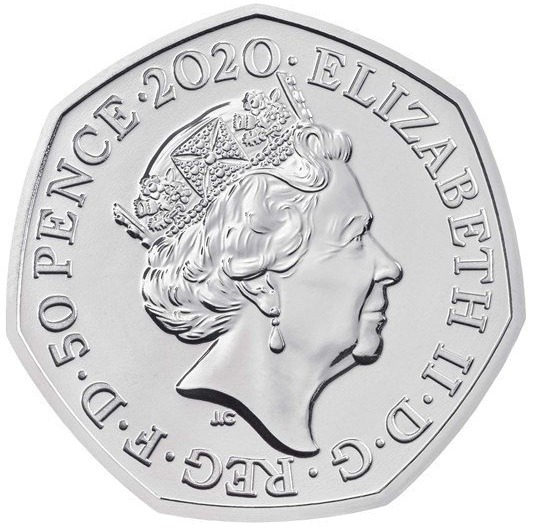 2020 Fifty Pence Iguanodon Obverse