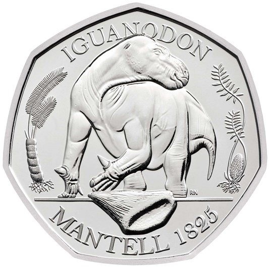 2020 Fifty Pence Iguanodon Reverse