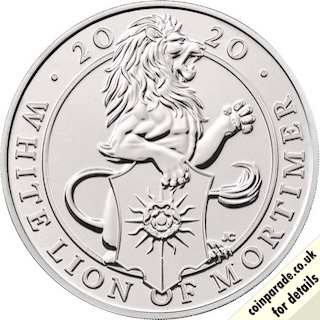 2020 Five Pound Queens Beast White Lion of Mortimer Reverse RM
