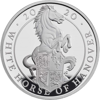 2020 Queens Beast White Horse of Hanover 1oz Silver Proof Reverse 2020 Queens Beast White Horse of Hanover 1oz Silver Proof Reverse