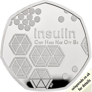 2021 Fifty Pence Team Insulin Silver Proof Reverse 2021 Fifty Pence Team Insulin Silver Proof Reverse
