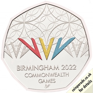 2022 50 Pence Coin Commonwealth Games Team Wales Coloured BU Reverse RM